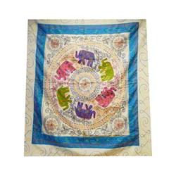 Zeige Details für Tagesdecke 6 Elefanten türkis cremeweiß bestickt  Bild von Tagesdecke 6 Elefanten türkis cremeweiß bestickt