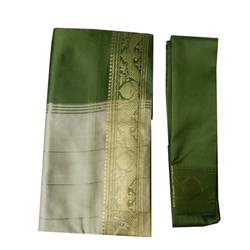 Zeige Details für Brokat Sari beige olivgrün Indien Kleid Bild von Brokat Sari beige olivgrün Indien Kleid