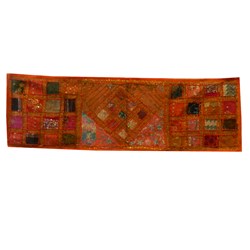 Zeige Details für Indischer Tischläufer orange mit Pailletten  Bild von Indischer Tischläufer orange mit Pailletten