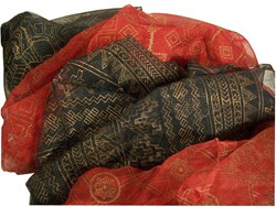 Zeige Details für Tuch Gold-Muster grün und rot 100x100cm Bild von Tuch Gold-Muster grün und rot 100x100cm