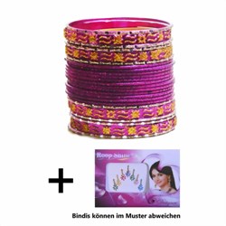 Zeige Details für 24 brazaletes pulseras Mahive rosas fucsia y dorados con bindis 7 cm de diámetro
 Bild von 24 brazaletes pulseras Mahive rosas fucsia y dorados con bindis 7 cm de diámetro