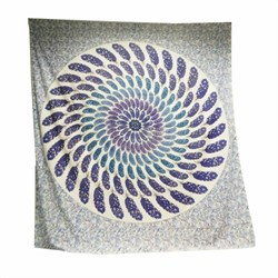 Zeige Details für Tagesdecke Feder Mandala blau lila Bild von Tagesdecke Feder Mandala blau lila