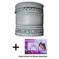Zeige Details für Indische Bangles 24 Armreifen Sunflower silber 7 cm mit Bindis Bild von Indische Bangles 24 Armreifen Sunflower silber 7 cm mit Bindis