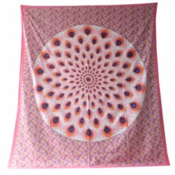 Zeige Details für Tagesdecke Pfauenfeder pink orange Bild von Tagesdecke Pfauenfeder pink orange
