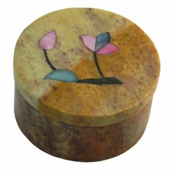 Zeige Details für Specksteindose rund 7cm Perlmuttintarsien Bild von Specksteindose rund 7cm Perlmuttintarsien