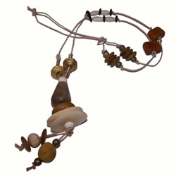 Bild von Collana etnica osso ottone legno e corno
