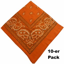 Zeige Details für Bandana hellorange 10er Pack schwarz-weißes Paisley-Muster  Bild von Bandana hellorange 10er Pack schwarz-weißes Paisley-Muster