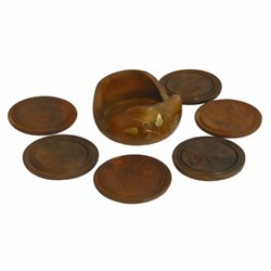 Zeige Details für Untersetzer-Set Holz Messing Intarsien Bild von Untersetzer-Set Holz Messing Intarsien