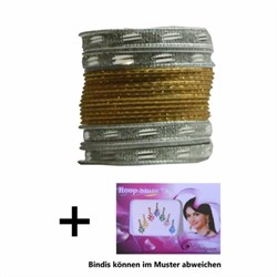 Zeige Details für 24 Bracciali Bangles Sunflower Bollywood 7 cm argento oro + Bindi Bild von 24 Bracciali Bangles Sunflower Bollywood 7 cm argento oro + Bindi