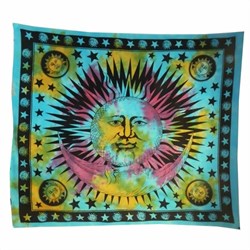 Zeige Details für Tagesdecke Sonnengesicht türkis Bild von Tagesdecke Sonnengesicht türkis