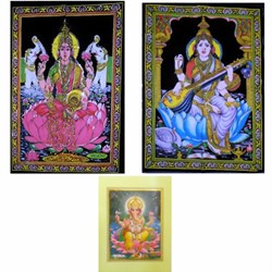 Zeige Details für Wandbild Set Sarasvati/ Lakshmi Bild von Wandbild Set Sarasvati/ Lakshmi