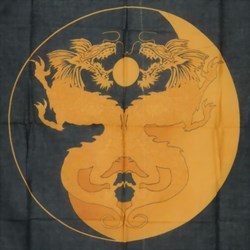 Bild von Tuch Drache schwarz gold Drachen im Yin Yang