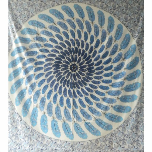 Bild von Tagesdecke Feder Mandala blau türkis