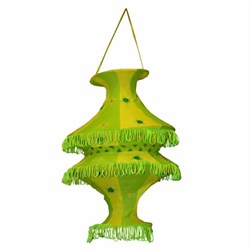 Bild von Paralume indiano 50 cm fisarmonica verde giallo con reticolo
