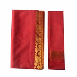 Bild von Sari indiano rosso broccato oro