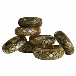 Zeige Details für Armreifen mit Messingverzierungen auf Naturbein Bild von Armreifen mit Messingverzierungen auf Naturbein