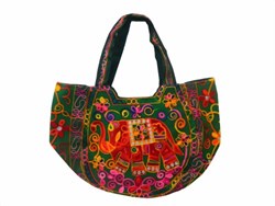 Zeige Details für Indische Tasche grün Stickereien Spiegel  Bild von Indische Tasche grün Stickereien Spiegel