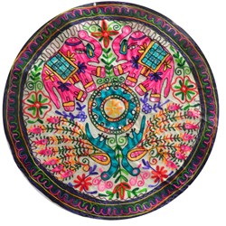 Zeige Details für Tischdecke Elefanten Pfau 87cm Baumwolle bestickt Bild von Tischdecke Elefanten Pfau 87cm Baumwolle bestickt