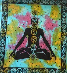 Bild von Colcha 7 Chakras meditación turquesa estilo Tie Dye