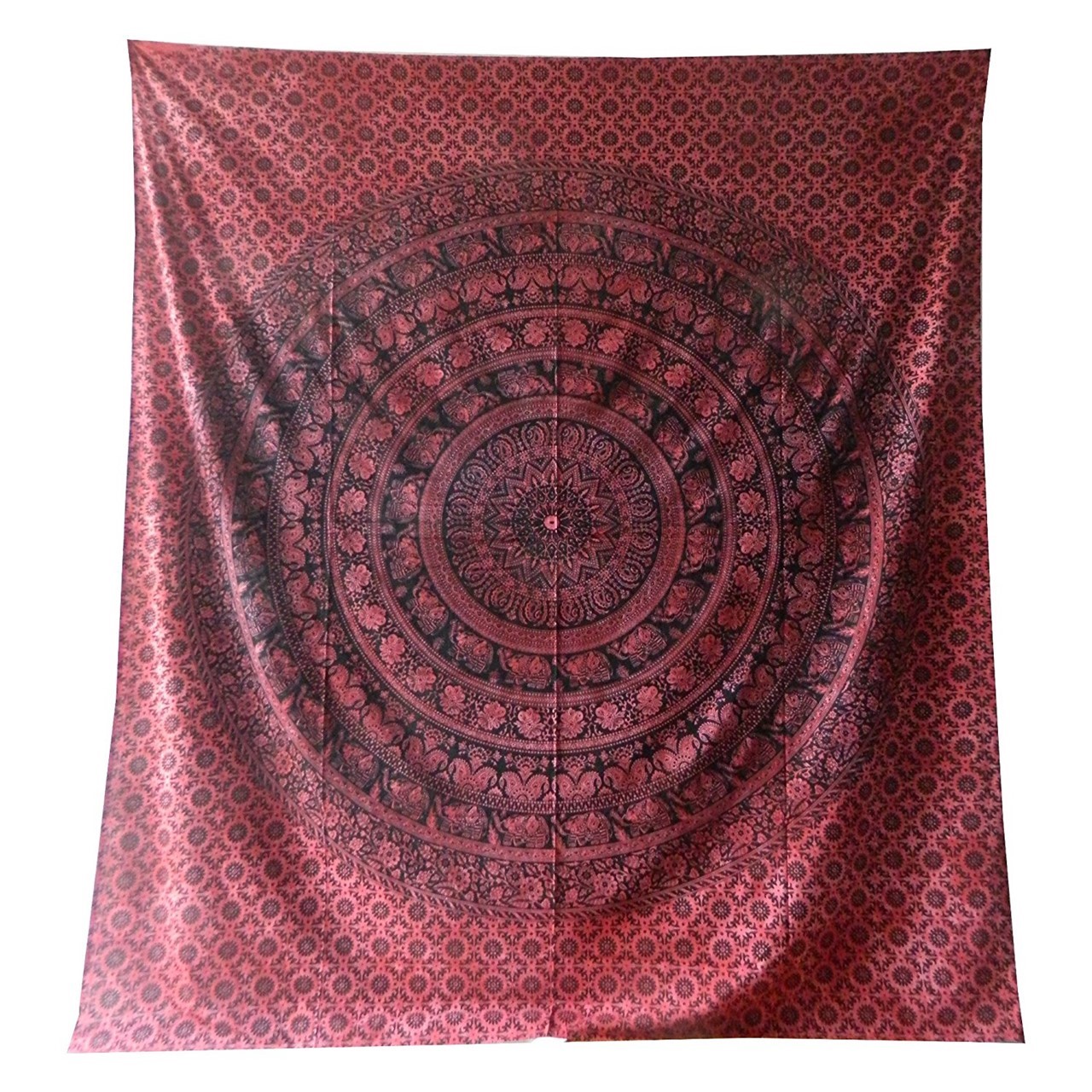 Bild von Colcha elefantes paisley rojo negro