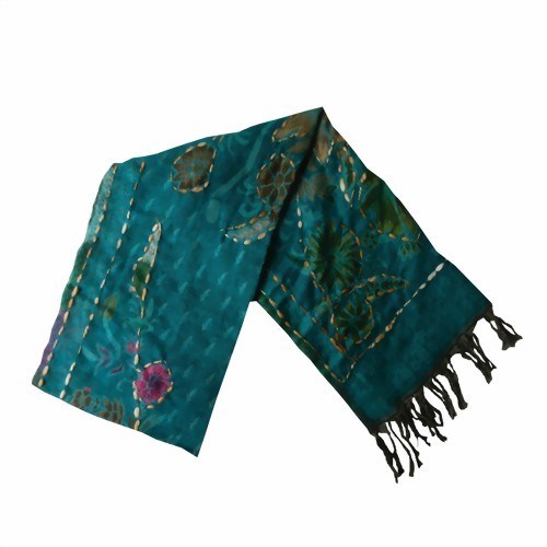 Bild von Winterschal türkis braun 230x65cm