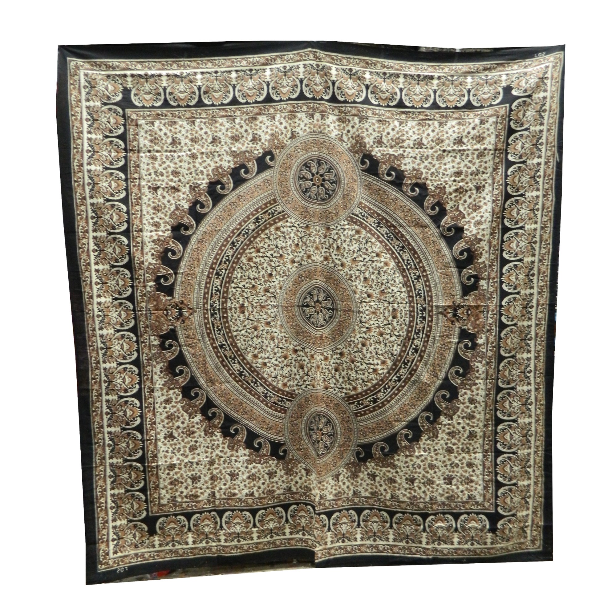 Bild von Tagesdecke Paisley beige-schwarz