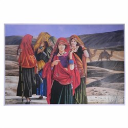 Bild von Bild Frauen vor Wüstenlandschaft Dromedare 92 x 62 cm