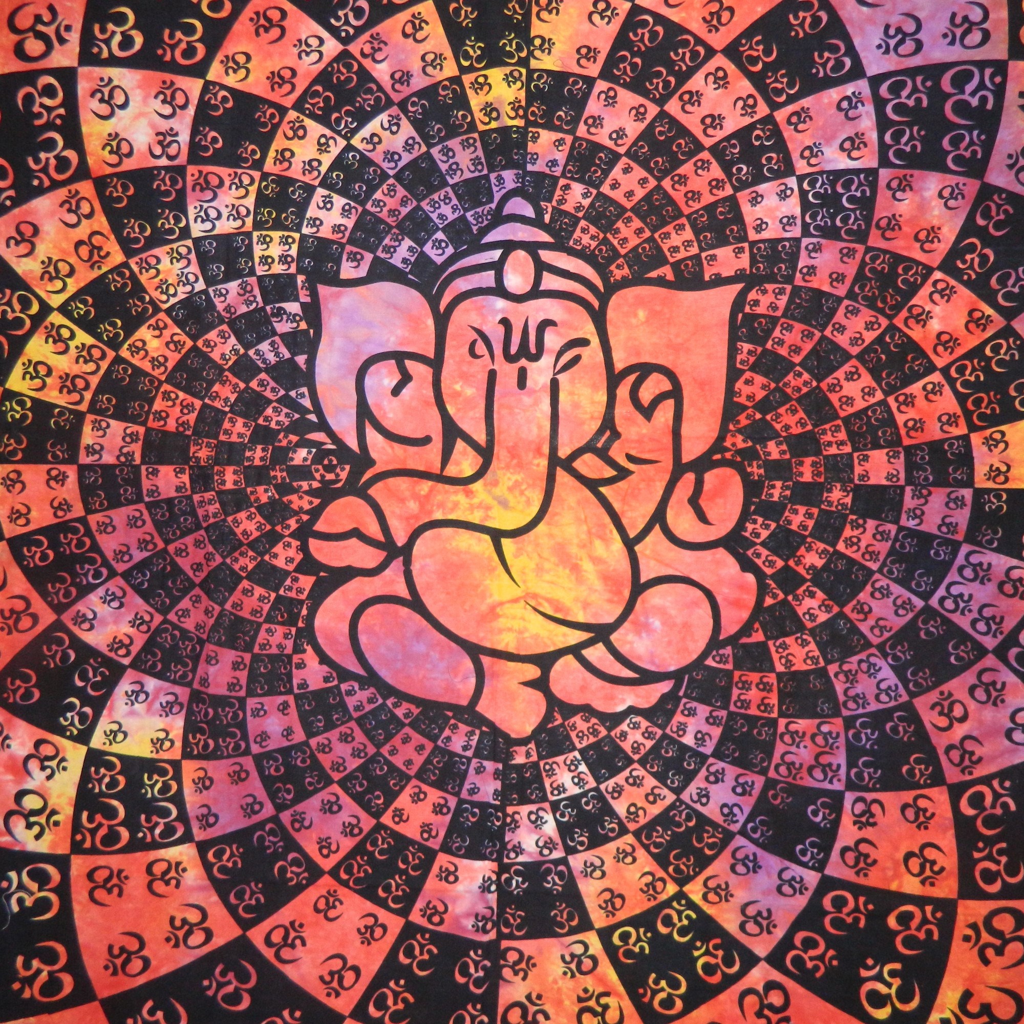 Bild von Tagesdecke Ganesha Om orange-gelb