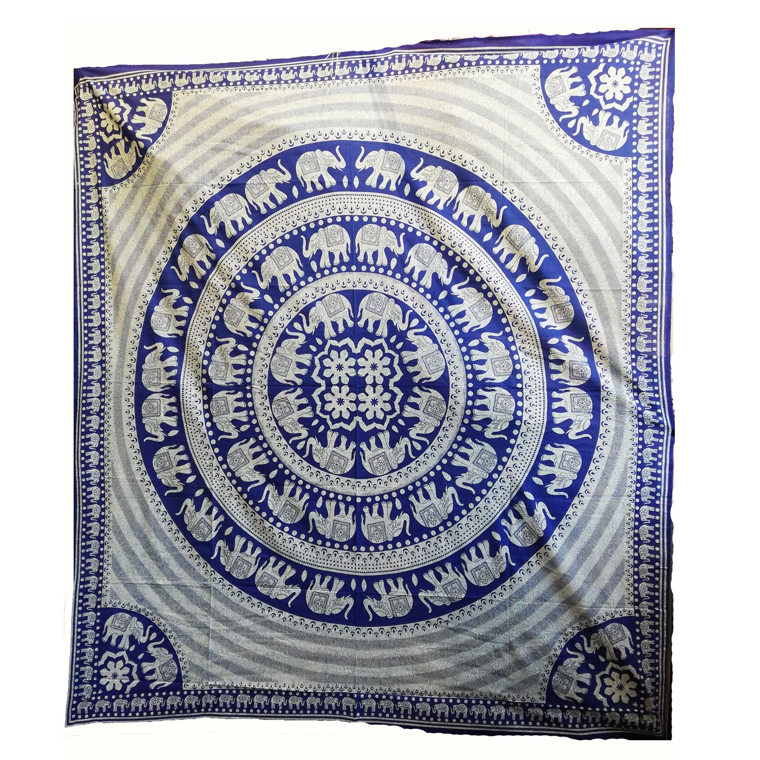 Bild von Tagesdecke Elefantendesign blau beige