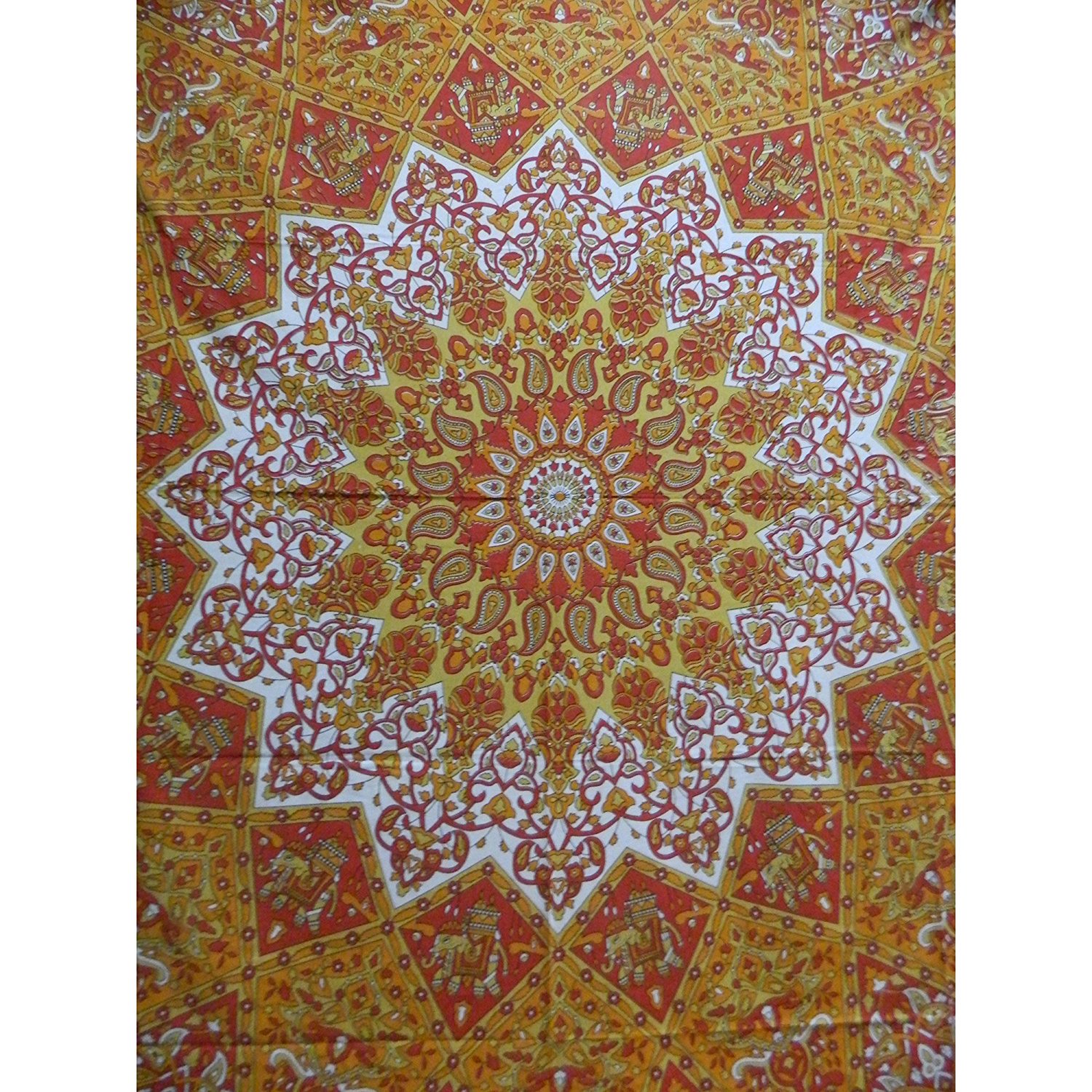 Bild von Tagesdecke Königselefanten Paisley gelb orange