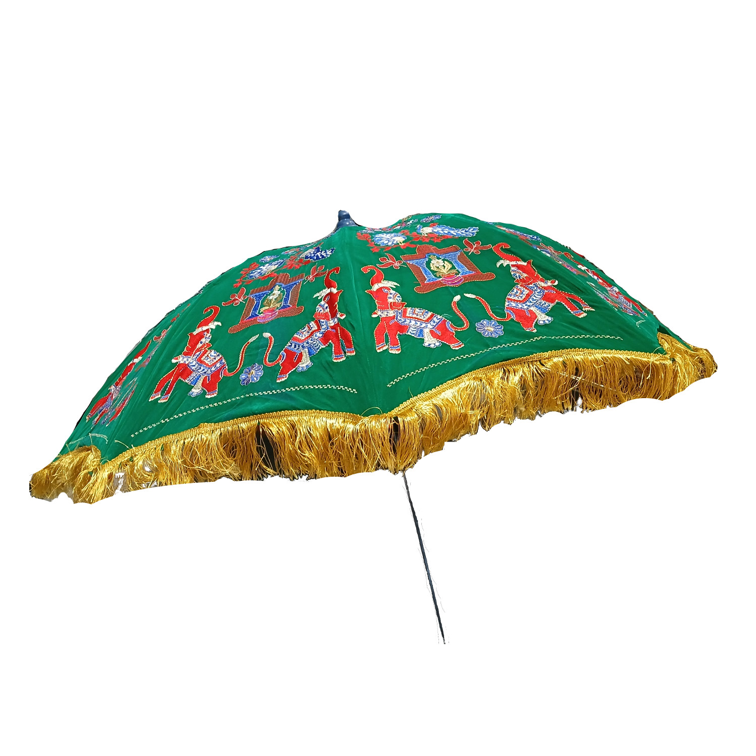 Bild von Sonnenschirm 120cm grün Tänzerin Elefant Pfau