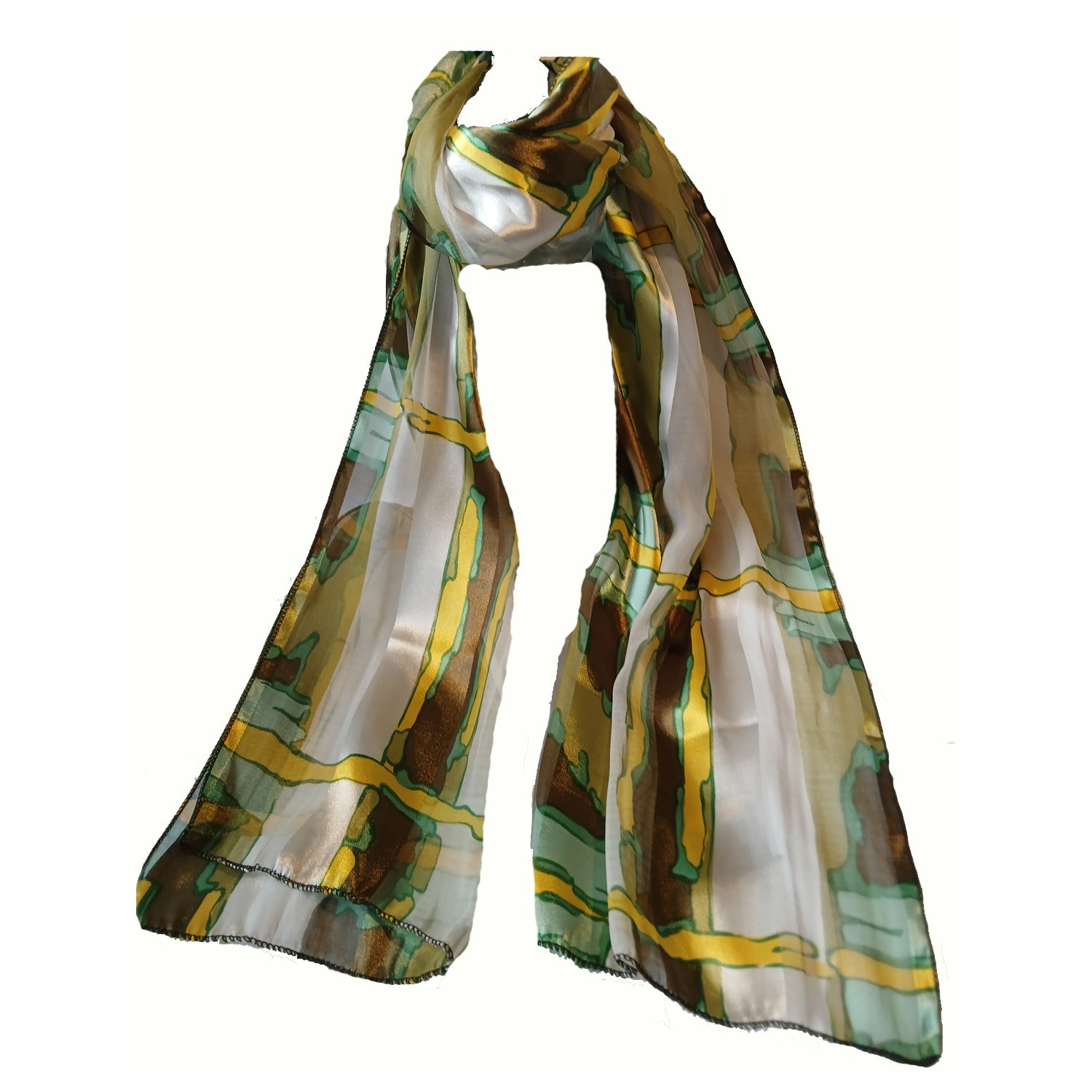Bild von Schal beige mit Satin-Streifen