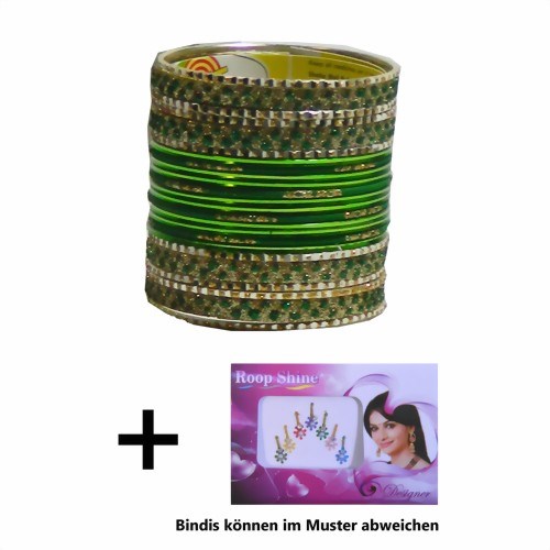 Bild von 24 Bangles Armreifen Lovely dunkelgrün gold 7cm Durchmesser