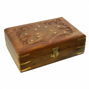 Bild von Holzbox Baum mittel Messingintarsien