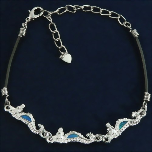 Bild von Bracciale a cordoncino Trio Cavallucci marini 
