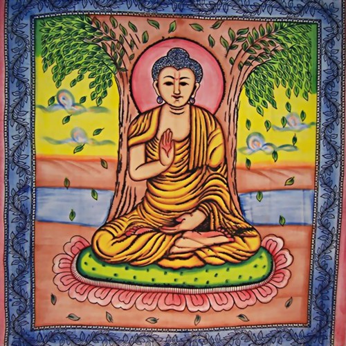 Bild von Tagesdecke Buddha sitzend