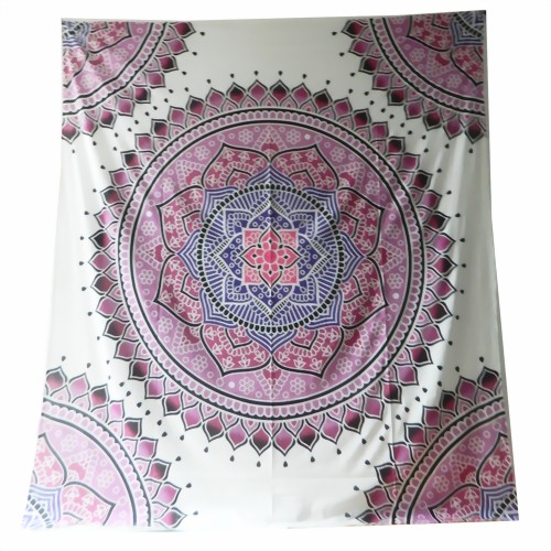 Bild von Colcha mandala floral blanco rosa claro