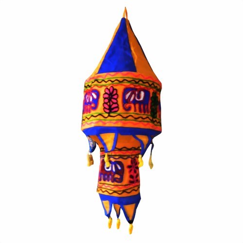 Bild von Lampenschirm Elefant Blume hellorange blau 60cm