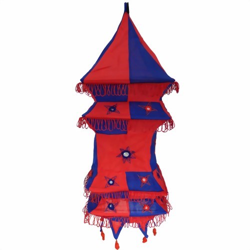 Bild von Paralume indiano 70 cm pagoda blu rosso
