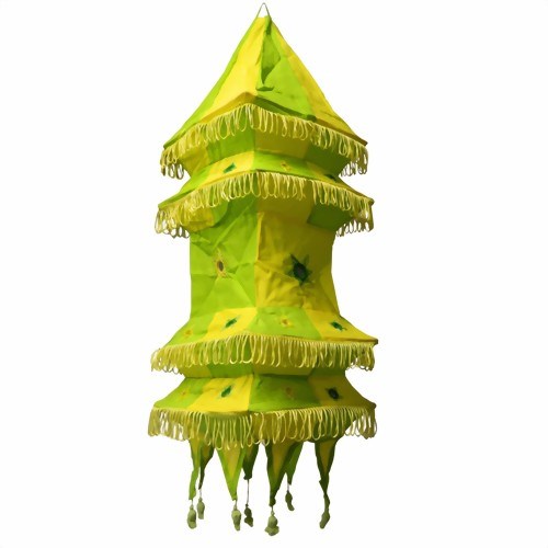Bild von Paralume indiano 70 cm pagoda verde giallo limone
