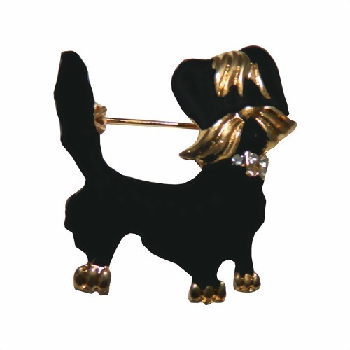 Bild von Brosche Schnauzer schwarz gold Strass 