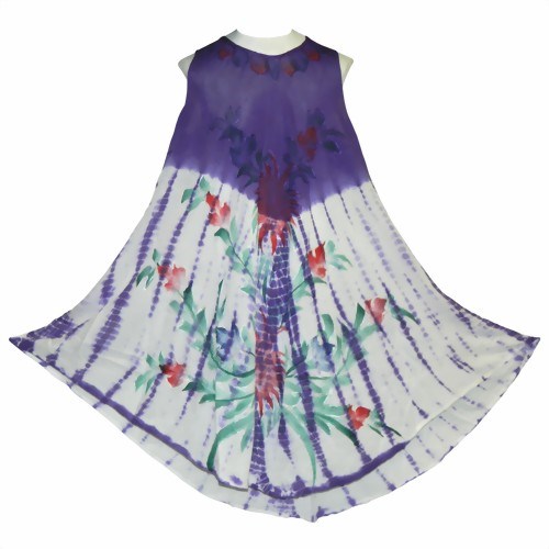 Bild von Vestido de verano estampado de flores violeta blanco
