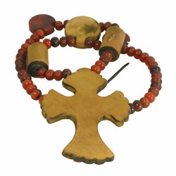 Bild von Collar étnico madera cruz misionera amarillo
