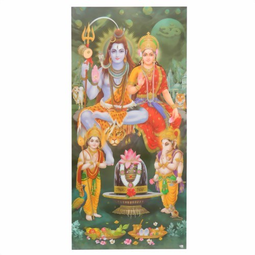 Bild von Stampa Shiva, Parvati, Ganesha Kartikeya 100 x 50 cm
