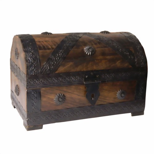 Bild von Piratenkiste Schatztruhe 23x16x15cm braun Antiklook