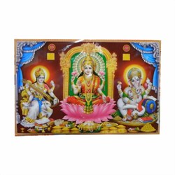 Bild von Poster Gottheiten Lakshmi Sarasvati Ganesha 146x96cm