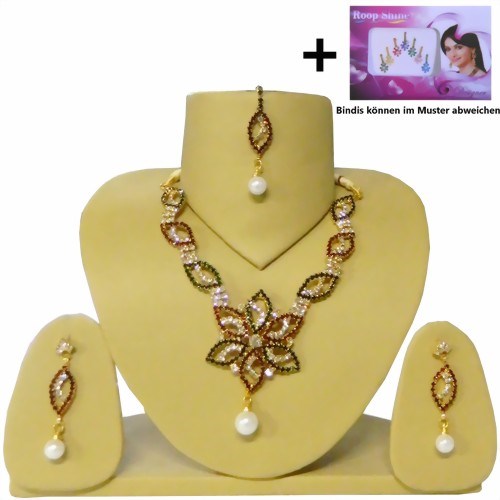 Schmuck-Set Indira aubergine silber Perlen Rajasthan Schmuck Indien Modeschmuck 