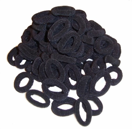 Bild von 100 Frottee Haargummis schwarz Zopfhalter Zopfgummis
