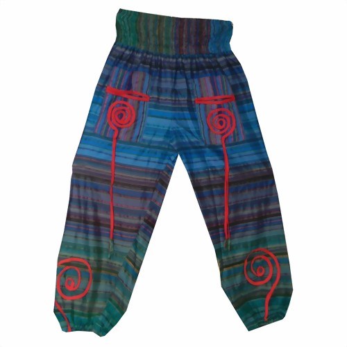 Bild von Pantalones bombachos a rayas multicolores con bolsillos
