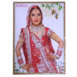 Bild von Poster Katrina Kaif rot weißer Sari Bollywood Star
